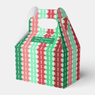 Caja Para Regalos Círculos de navidades en franjas rojas y verdes