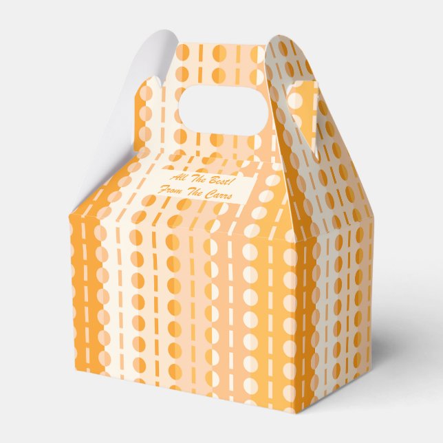 Caja Para Regalos Círculos en rayas Naranja Peach Ombre Gable (Front Side)