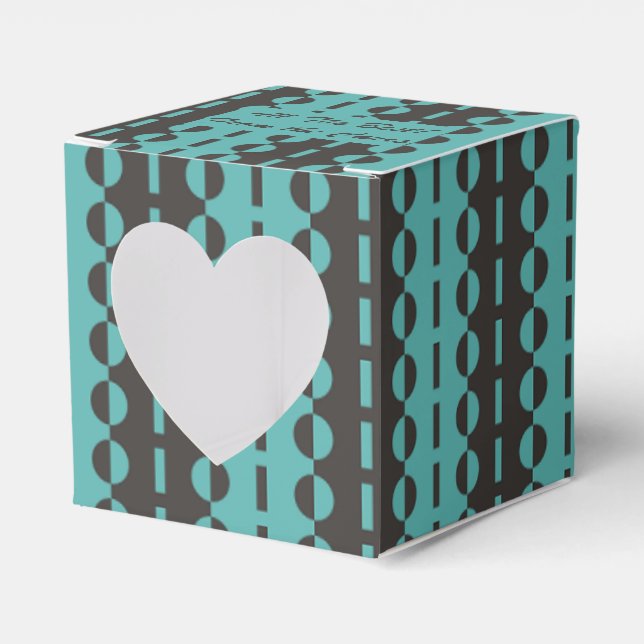 Caja Para Regalos Círculos sobre rayas - Corazón de agua azul carbón (Anverso)