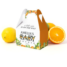 Caja Para Regalos Citrus Naranja Floral Blanca Gracias Baby Shower