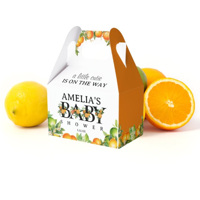 Caja Para Regalos Citrus Naranja Floral Blanca Gracias Baby Shower (Subido por el creador)