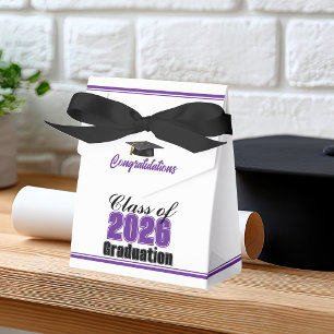 Caja Para Regalos Clase de 2026 Morado Chic Personalizado Graduación