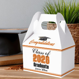 Caja Para Regalos Clase de 2026 Naranja Fiesta de Graduación Persona