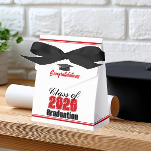Caja Para Regalos Clase de 2026 Rojo Chic Personalizado Graduación