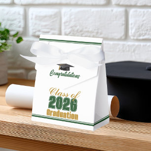 Caja Para Regalos Clase de 2026 Verde Dorado Chic Personalizado Grad