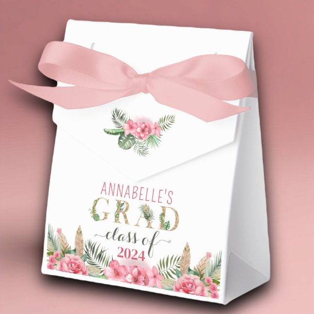 Caja Para Regalos Clase De Graduación De Luau De 2024 Floral (Subido por el creador)