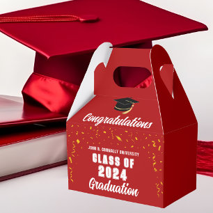 Caja Para Regalos Clase de Graduación Roja de 2024 Fiesta de felicit