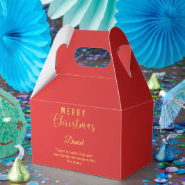 Caja Para Regalos Clase Roja Y Dorada Feliz Navidad