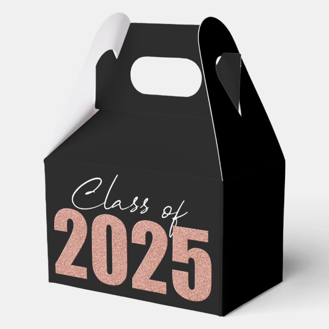 Caja Para Regalos Clase Rosa de Purpurina de oro de 2025 (Anverso)