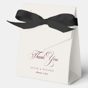 Caja Para Regalos Clásica Burgundy Marfil Caligrafía Boda Agradecimi
