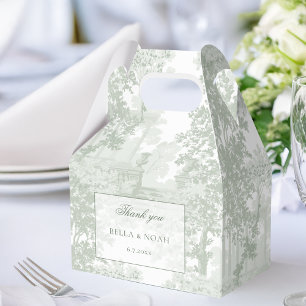 Caja Para Regalos Clásica Toile Verde Sage Romántica de Paisaje