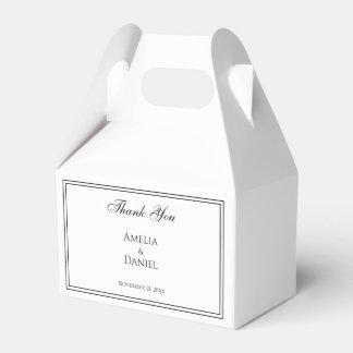 Caja Para Regalos Clásico Elegante Boda Simple de Blanco y Negro