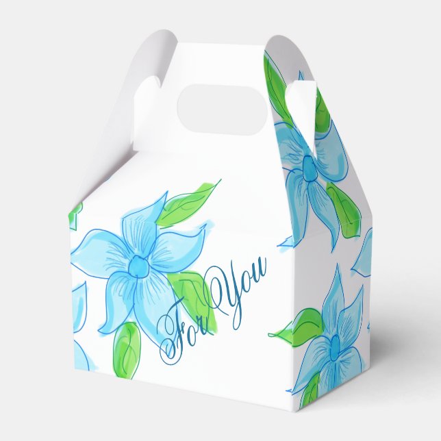 Caja Para Regalos Clásico Favor De Invitado De Flores Azules (Reverso)