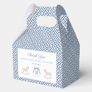 Caja Para Regalos Clásico Monograma Roca Caballo Bebé Ducha