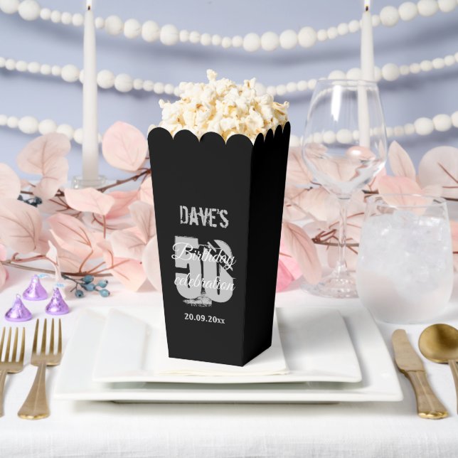 Caja Para Regalos Clásico Negro Moderno Cualquier Edad 50 cumpleaños (Boda)