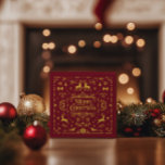 Caja Para Regalos Clásico rojo de navidad festiva<br><div class="desc">Celebra la temporada festiva con esta elegante caja de Navidades rojos adornada con un bonito diseño dorado. Con reno, copos de nieve y cintas de fiesta, esta caja es perfecta para añadir un toque de calidez y espíritu festivo a tus regalos. Ideal para pequeños dulces, caramelos o favores, es una...</div>