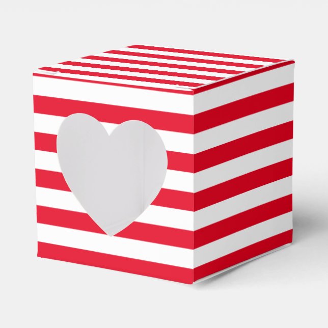 Caja Para Regalos Clásico rojo y blanco rayado (Anverso)