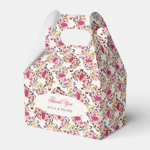 Caja Para Regalos Clásico Rosa Verde Amarillo Floral Cisne Pájaro Bo