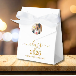 Caja Para Regalos Class of 2026 Photo Elegant Gold Script Grad