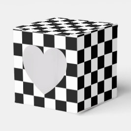 Caja Para Regalos Classic Black with White Square Pattern Heart