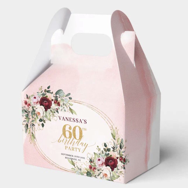 Caja Para Regalos Classic Boho Maroon Roses 60th Birthday Favor Box (Classic Boho Maroon Roses 60th Birthday Favor Box

)