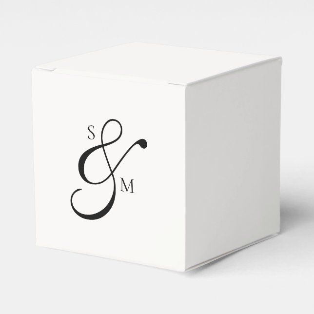 Caja Para Regalos Classic Monogram Ampersand White Wedding (Costado Anverso)