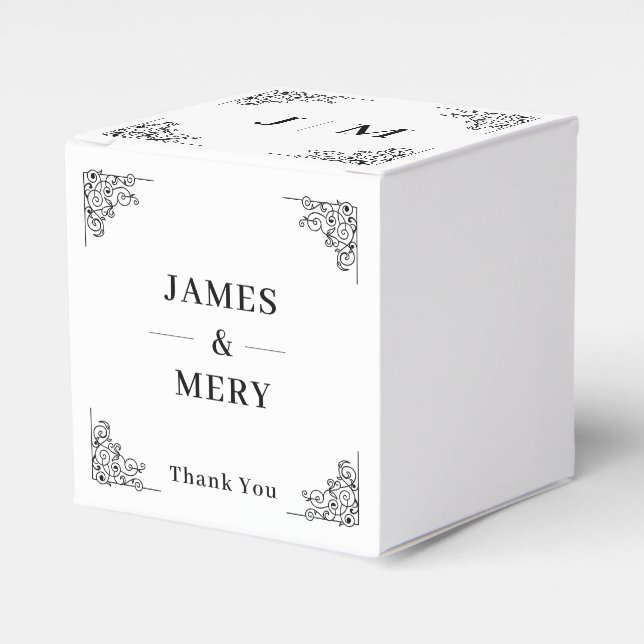 Caja Para Regalos Classic Monogram Elegant Border Wedding (Costado Anverso)
