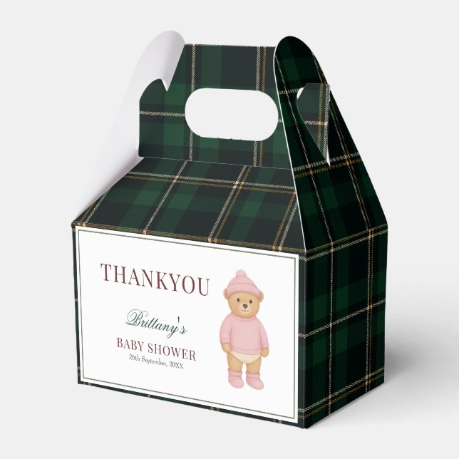 Caja Para Regalos Classic Preppy Bear Designer Plaid Baby Shower (Front Side)
