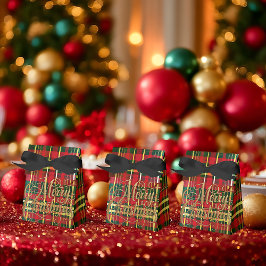 Caja Para Regalos Classic Red & Green Tartan “Merry Christmas” Favor