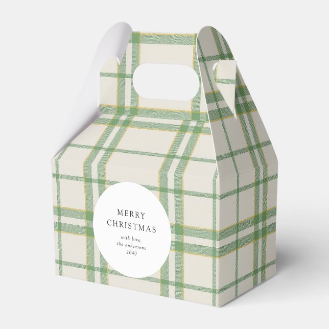 Caja Para Regalos Classic Sage Green Plaid Holiday Custom Cookie (Front Side)