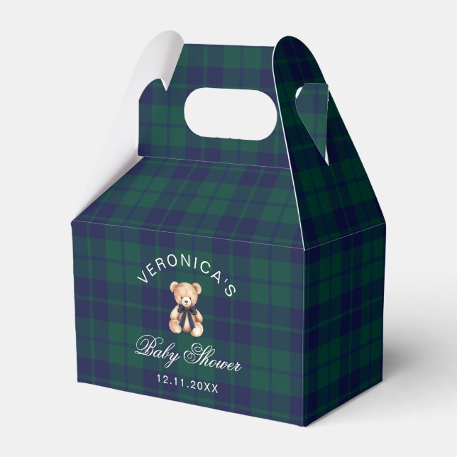 Caja Para Regalos Classic Teddy Bear Navy Plaid Baby Shower (Front Side)