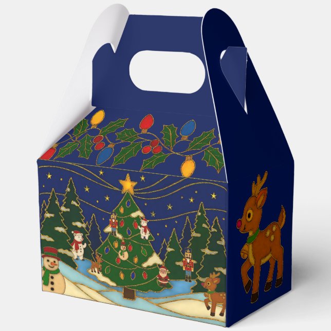 Caja Para Regalos Cloisonne Art Whimsical Forest Classic Christmas (Anverso)
