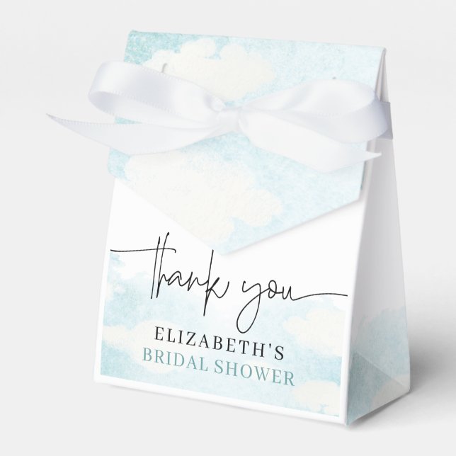 Caja Para Regalos Cloud Nueve Blue White Bridal Shower gracias (Front Side)
