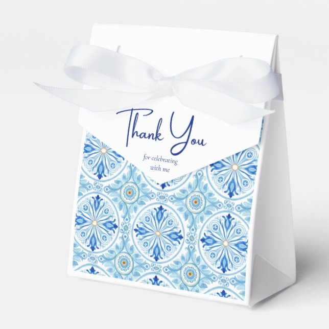 Caja Para Regalos Coastal Mediterranean Tile Bridal Shower Thank You (Front Side)