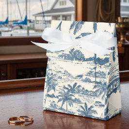Caja Para Regalos Coastal Toile Pattern Dusty Blue Wedding