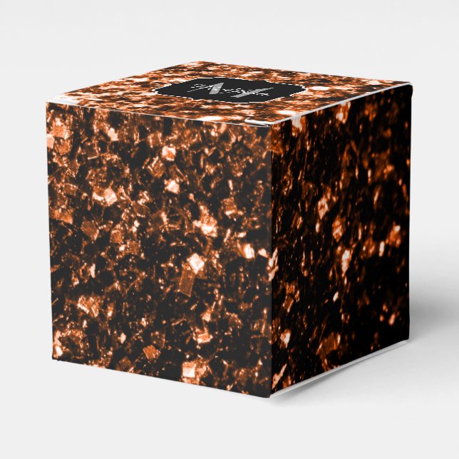 Caja Para Regalos Cobre marrón bronce falso brillo destella Monogram (Costado Anverso)