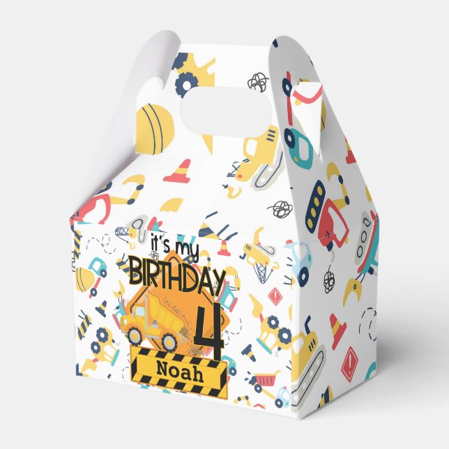 Caja Para Regalos coche de camión de construcción amarillo por cuart (Front Side)