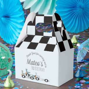 Caja Para Regalos Coches de Carreras Retro Luna Estrellas Cumpleaños