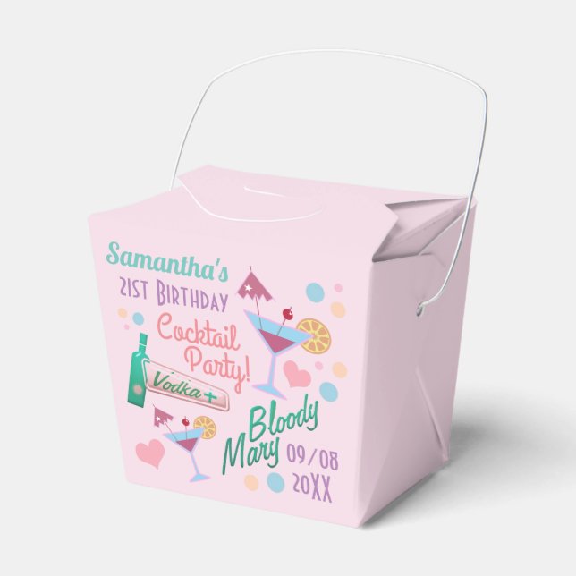Caja Para Regalos Cocktails de cumpleaños 21ª Personalizado Cute Gir (Front Side)