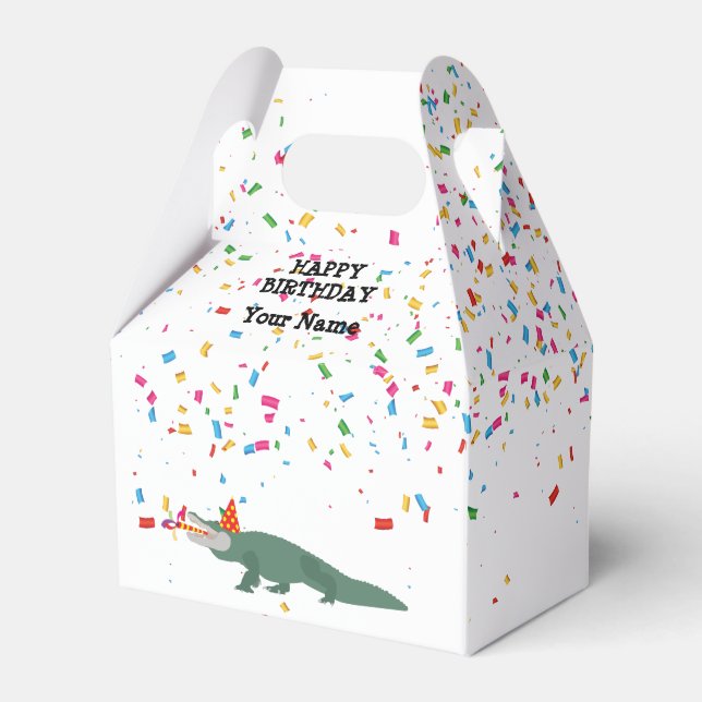 Caja Para Regalos Cocodrilo lagarto - Animales que tienen un Fiesta (Front Side)