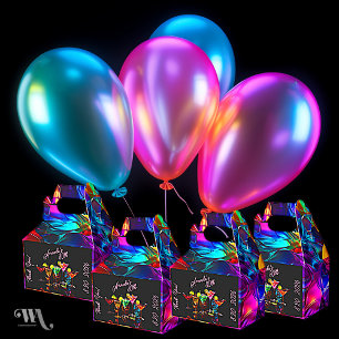 Caja Para Regalos Cócteles de cumpleaños neón de luz negra