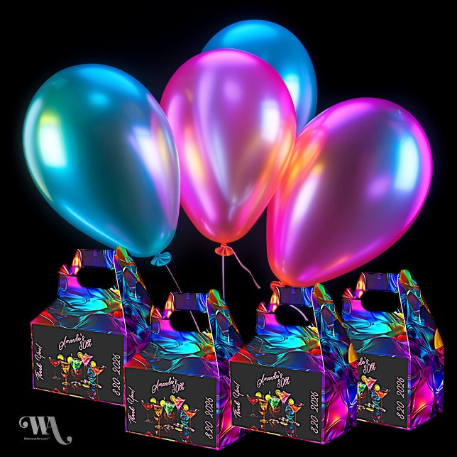 Caja Para Regalos Cócteles de cumpleaños neón de luz negra (Subido por el creador)