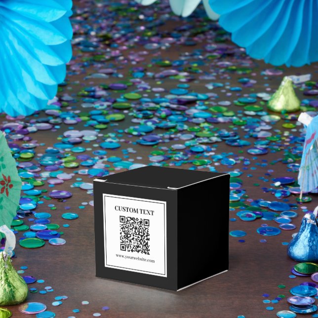 Caja Para Regalos Código QR empresarial | Blanco y Negro (Fiesta)