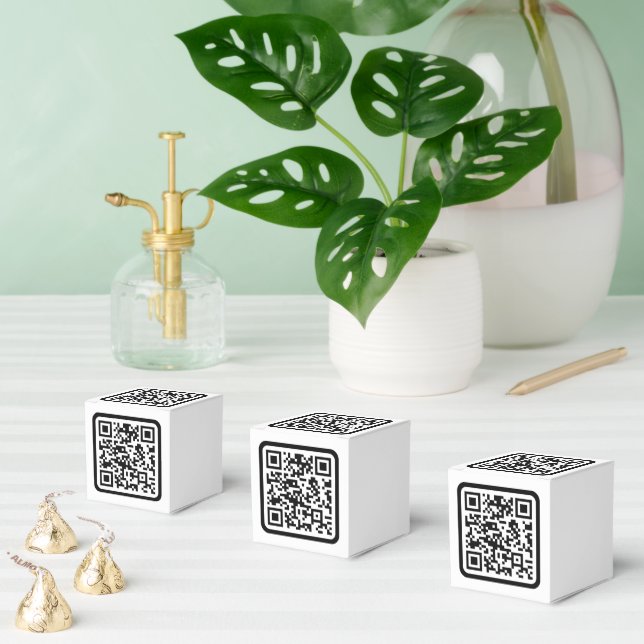 Caja Para Regalos Código QR moderno editable | Negro Blanco o cualqu (Múltiple)