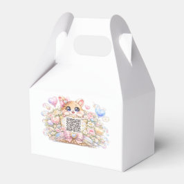 Caja Para Regalos Código QR personalizado Kawaii lindo gato floral r