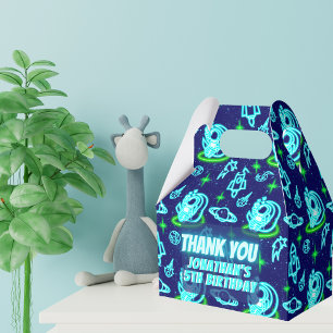 Caja Para Regalos Cohetes astronautas de neón verde azul brillantes