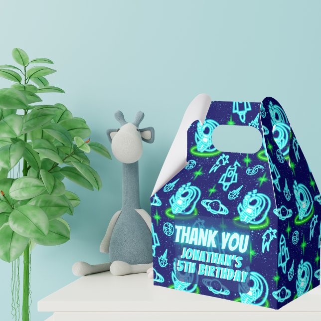 Caja Para Regalos Cohetes astronautas de neón verde azul brillantes (Subido por el creador)