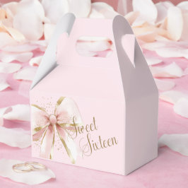 Caja Para Regalos Cojinete Rosa y Dorado Elegante Dulces 16