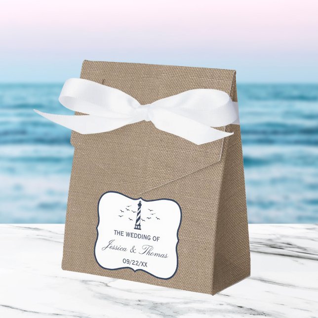 Caja Para Regalos Colección de Bodas Burlap del faro náutico (Subido por el creador)