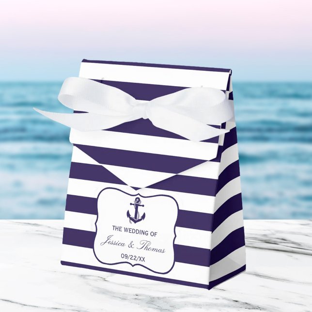 Caja Para Regalos Colección de Bodas de franjas de la marina de infl (Subido por el creador)